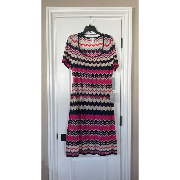 NWT Women's London Times Square Neck Short Sleeve Knit Dress XLarge - Picture 3 of 7